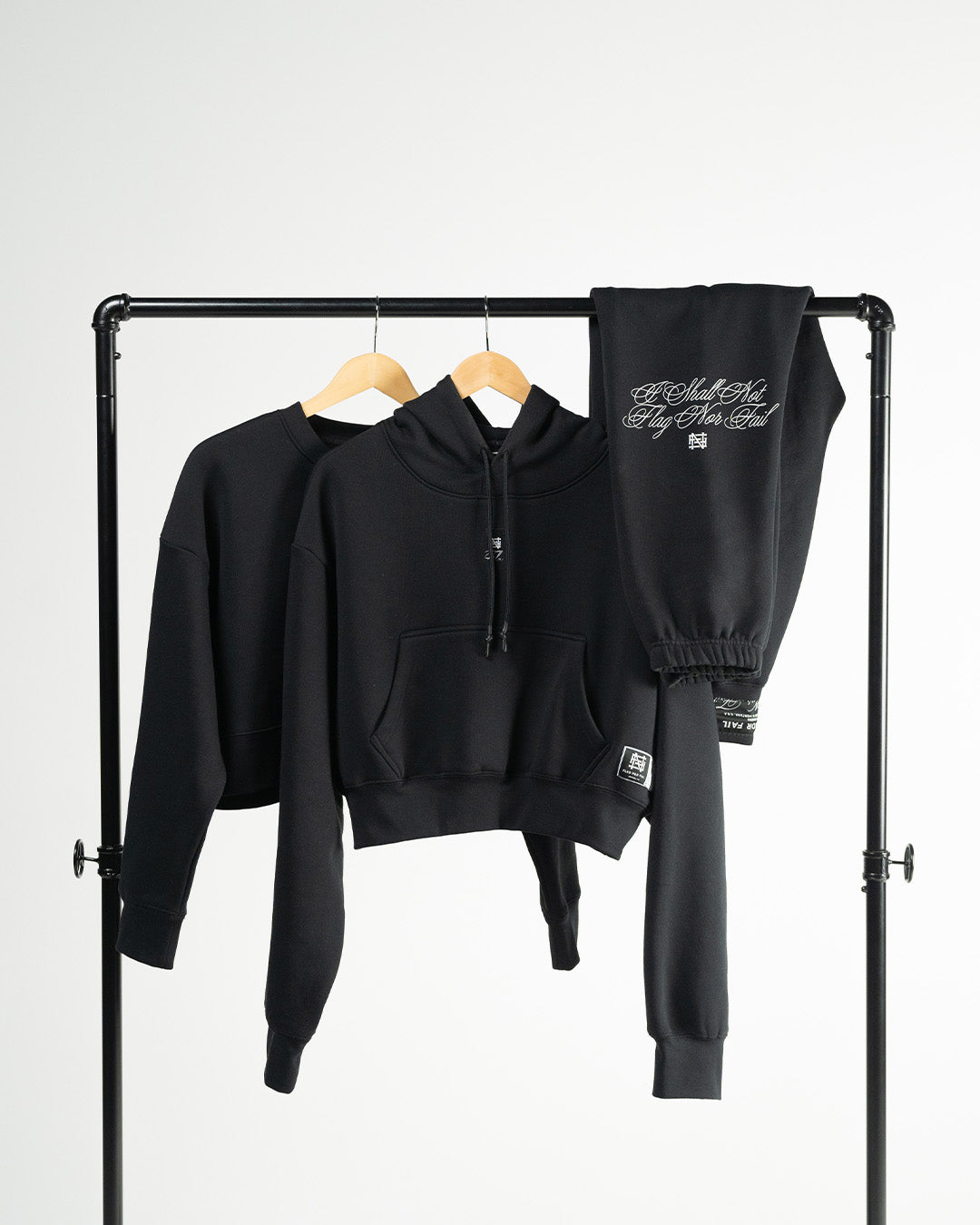 WOMENS OVERSIZED CROP CREWNECK - BLACK