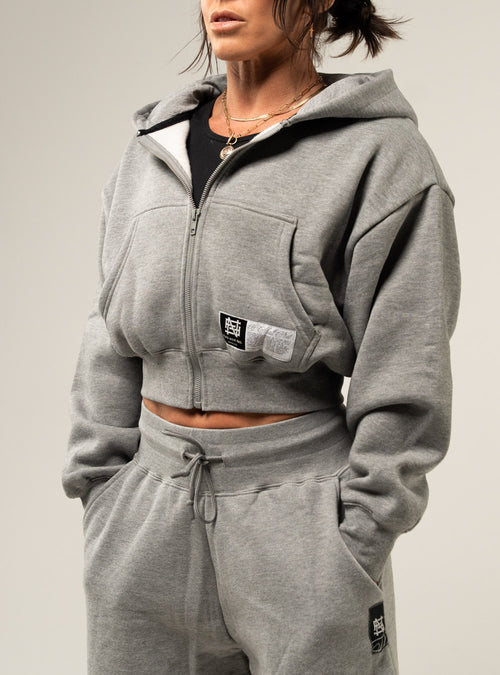 WOMEN'S ZIPPER HOODIE - GREY