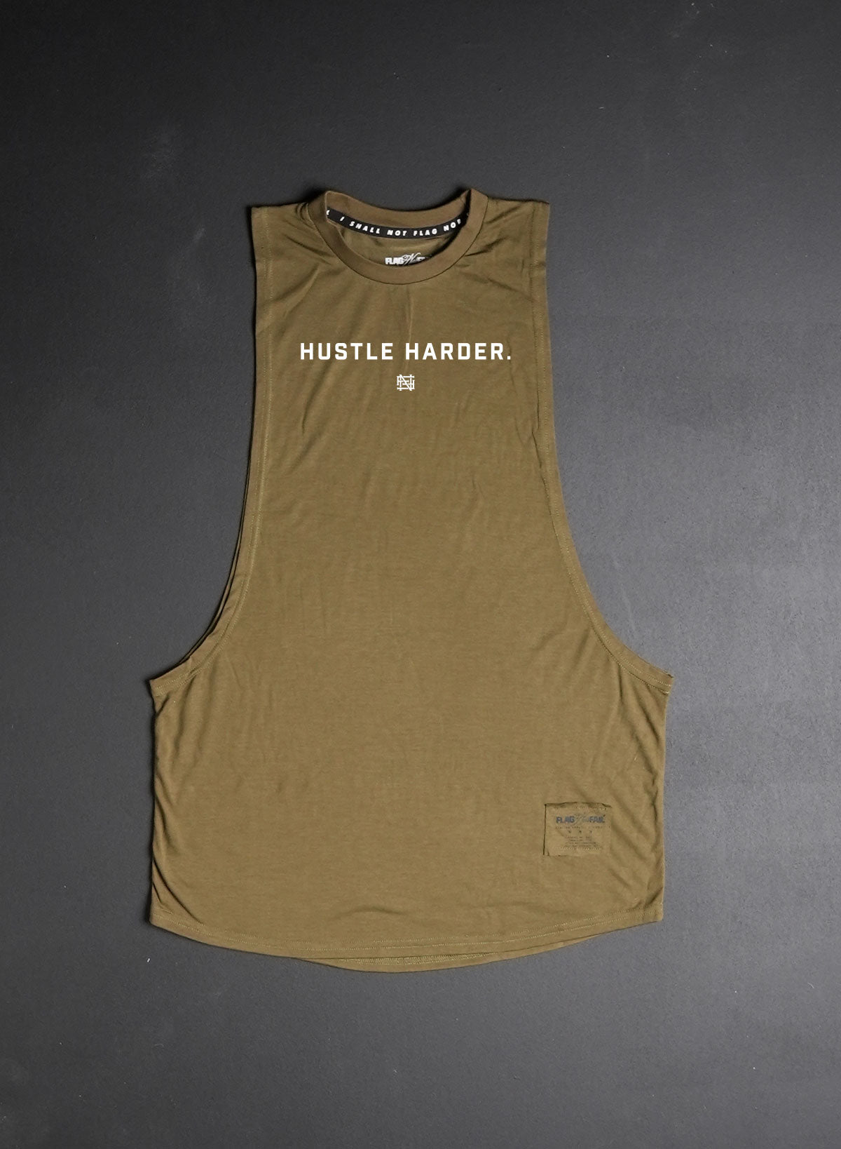 HUSTLE HARDER BRO TANK - OLIVE