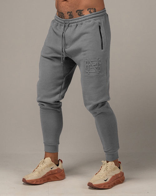 EMBOSSED FITTED JOGGERS-GREY