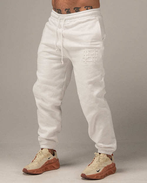 EMBOSSED CHAMP JOGGERS-WHITE