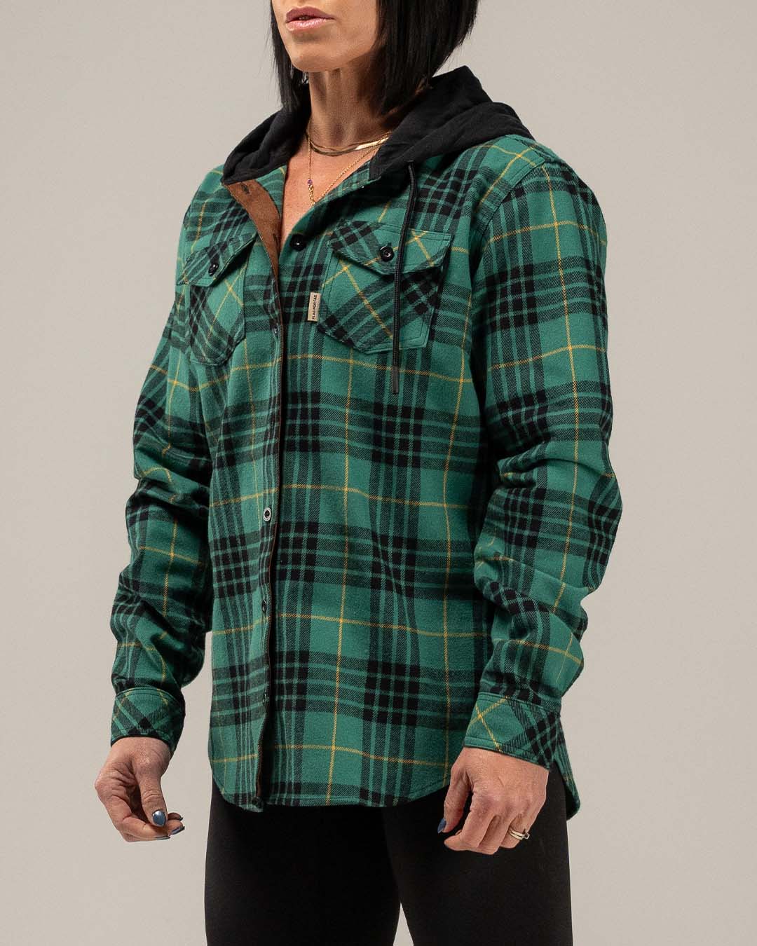 WOMEN'S HOODED NO HANDOUTS X FOREVER FLANNEL - GREEN