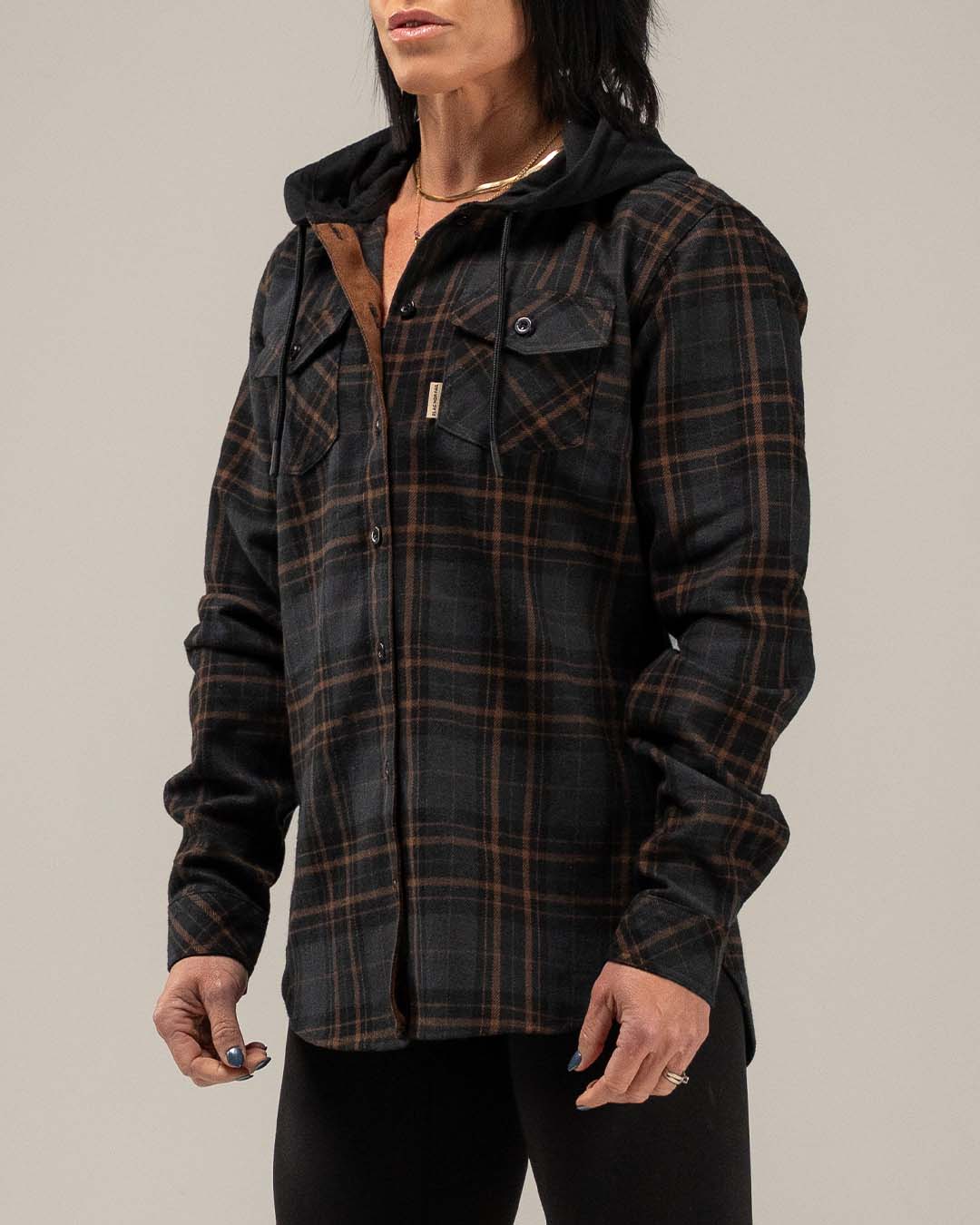 WOMEN'S HOODED NO HANDOUTS X FOREVER FLANNEL - NAVY