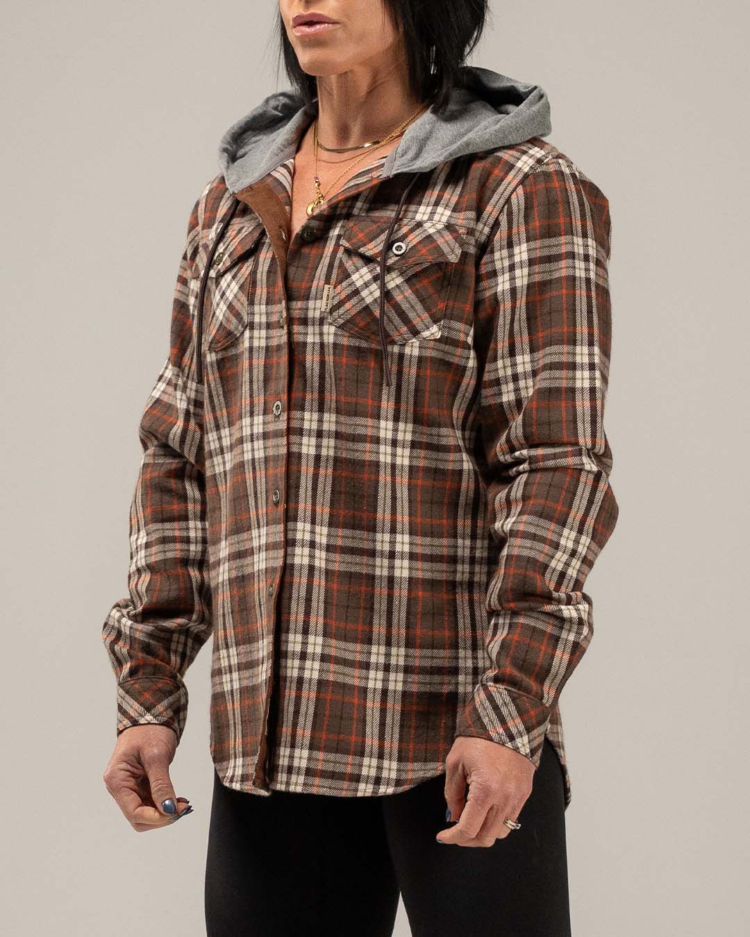 WOMEN'S HOODED FOREVER FLANNEL - ORANGE