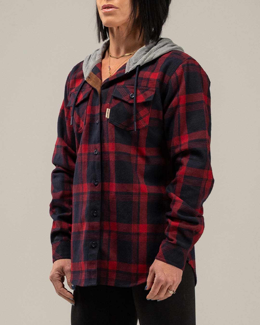 WOMEN'S HOODED FOREVER FLANNEL - RED