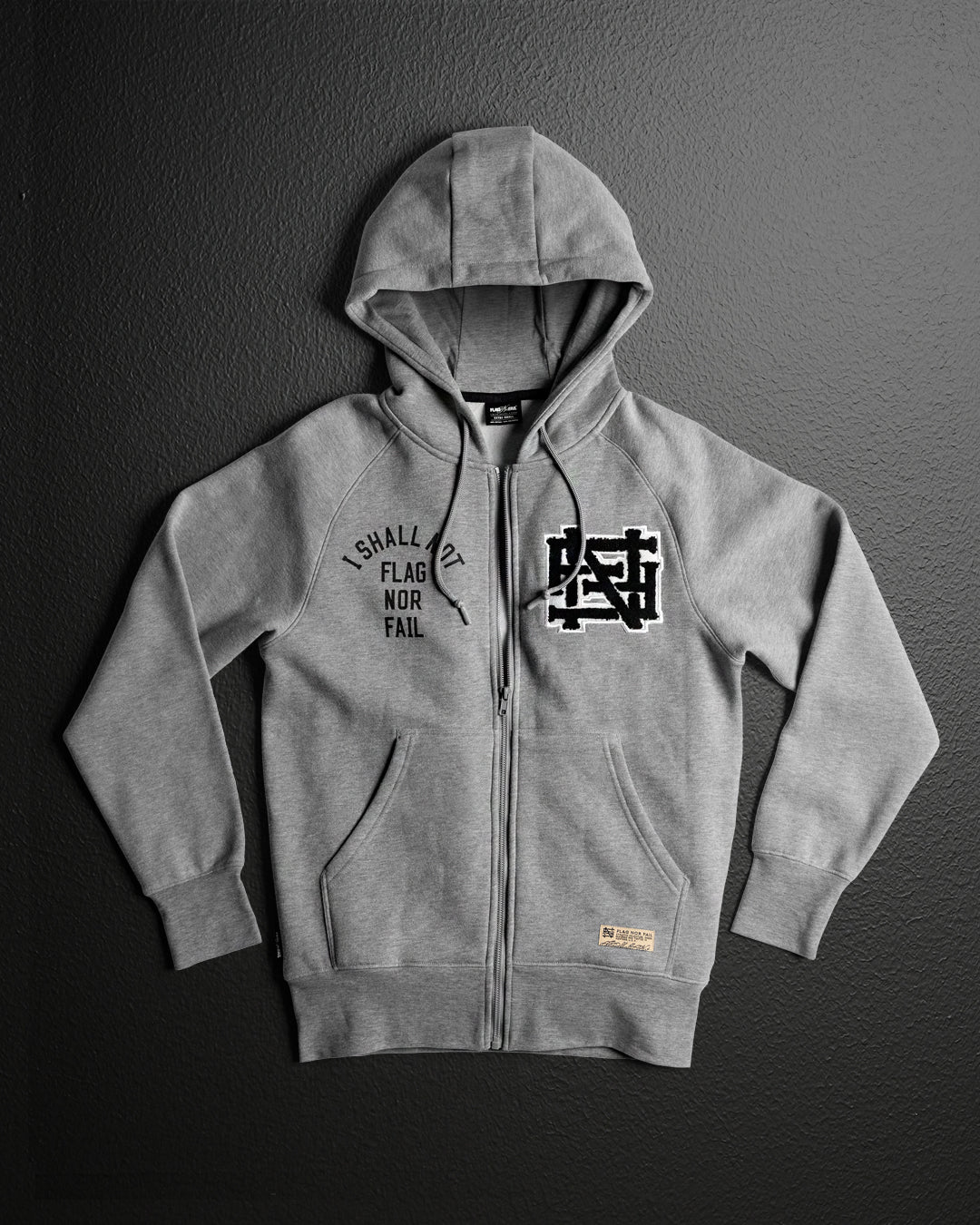 VARSITY PATCH ZIP UP - GREY