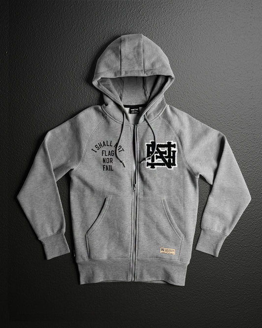 VARSITY PATCH ZIP UP + FREE TEE - GREY