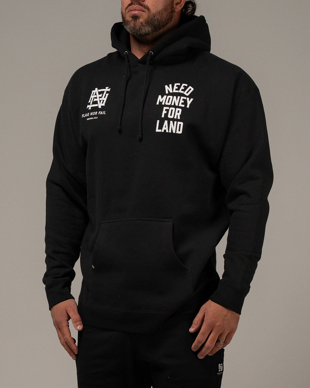 NEED MONEY FOR LAND HOODIE - BLACK