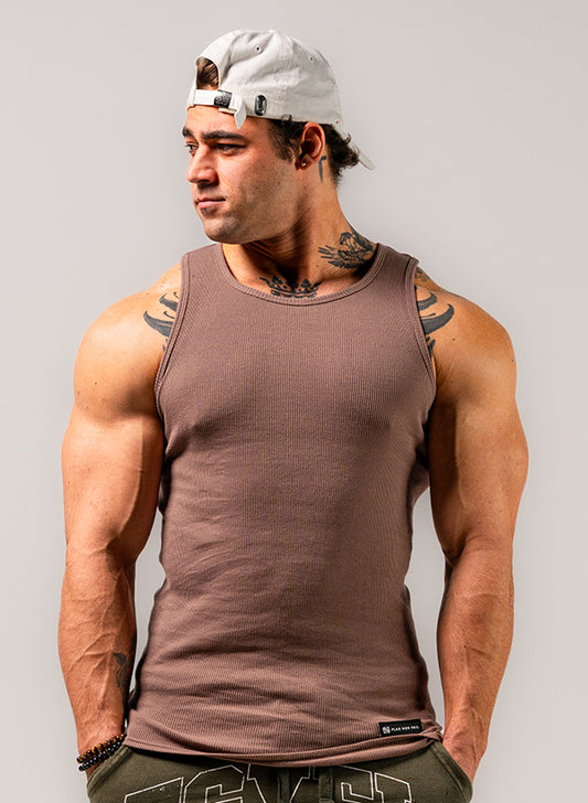 MENS RIBBED TANK - EARTH