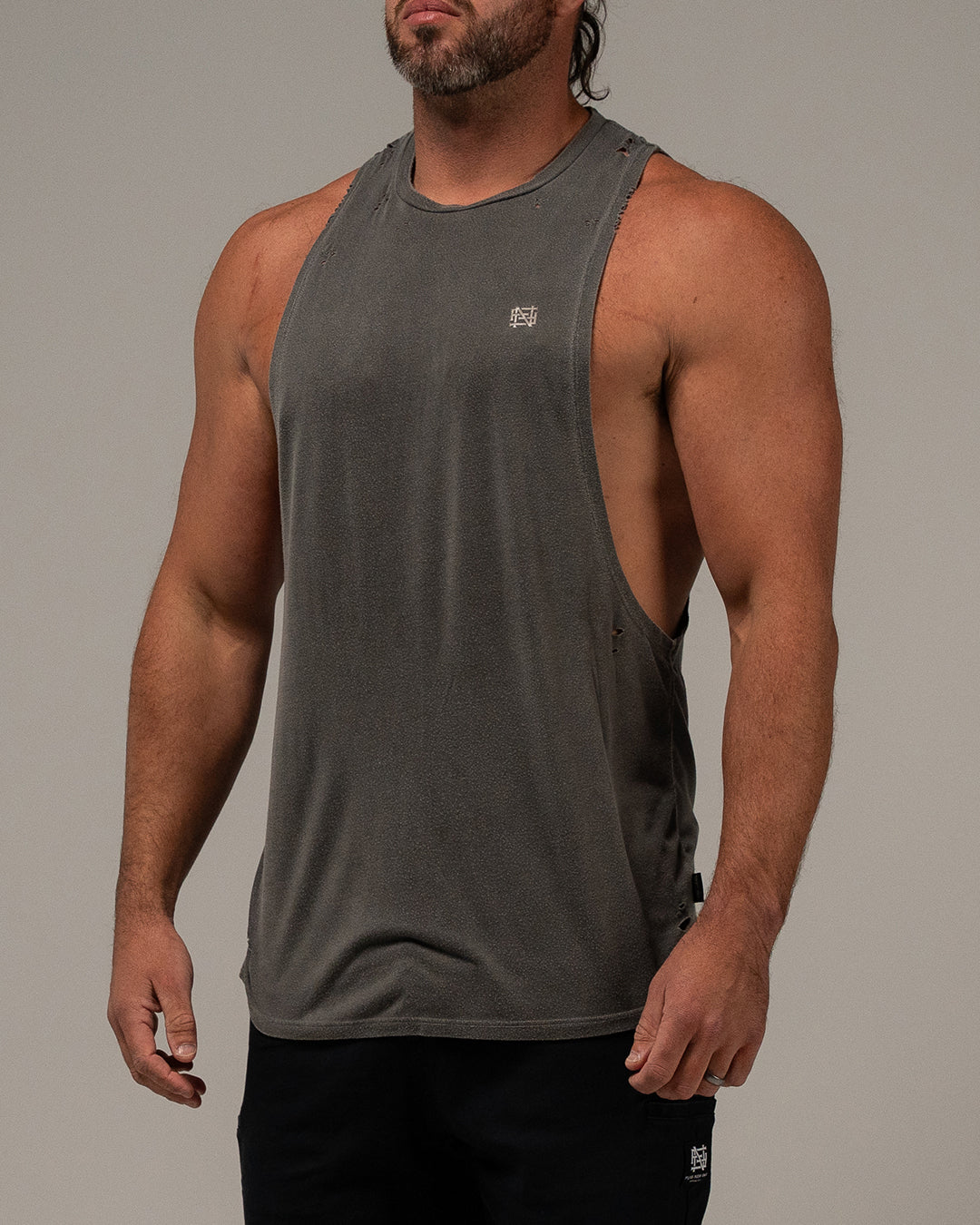 MOTO DISTRESSED BRO TANK - BLACK