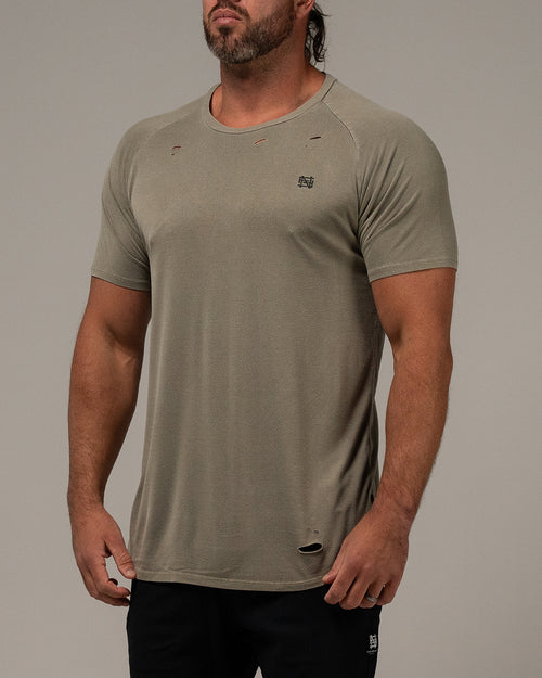 MOTO DISTRESSED TEE - OLIVE