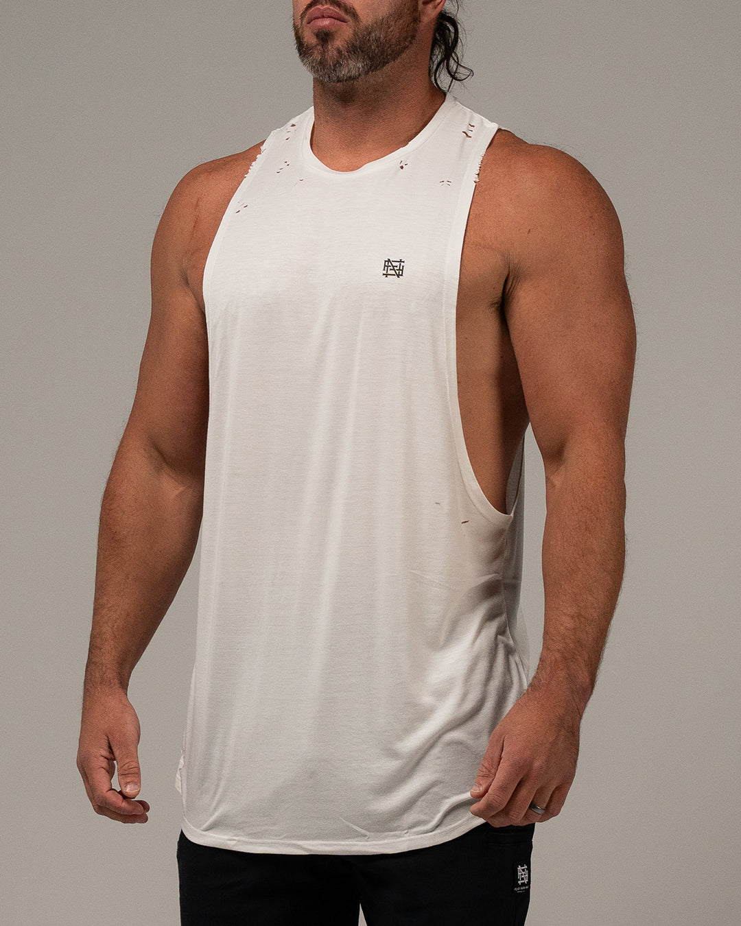 MOTO DISTRESSED BRO TANK - WHITE