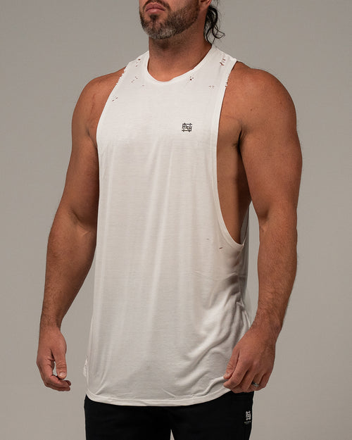 MOTO DISTRESSED BRO TANK - WHITE
