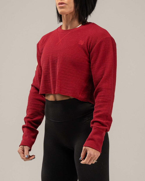 WOMEN'S FOREVER WAFFLE KNIT CROP - BLOODSTONE