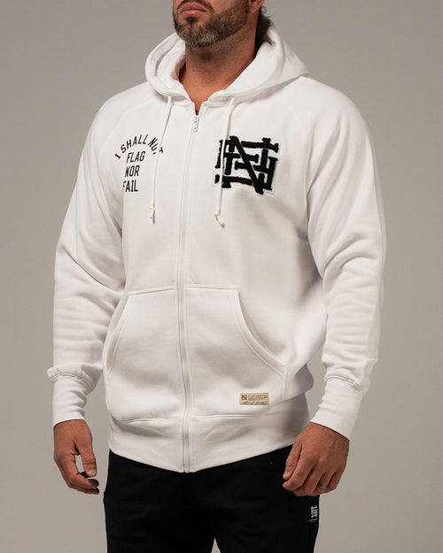 VARSITY PATCH ZIP UP - WHITE