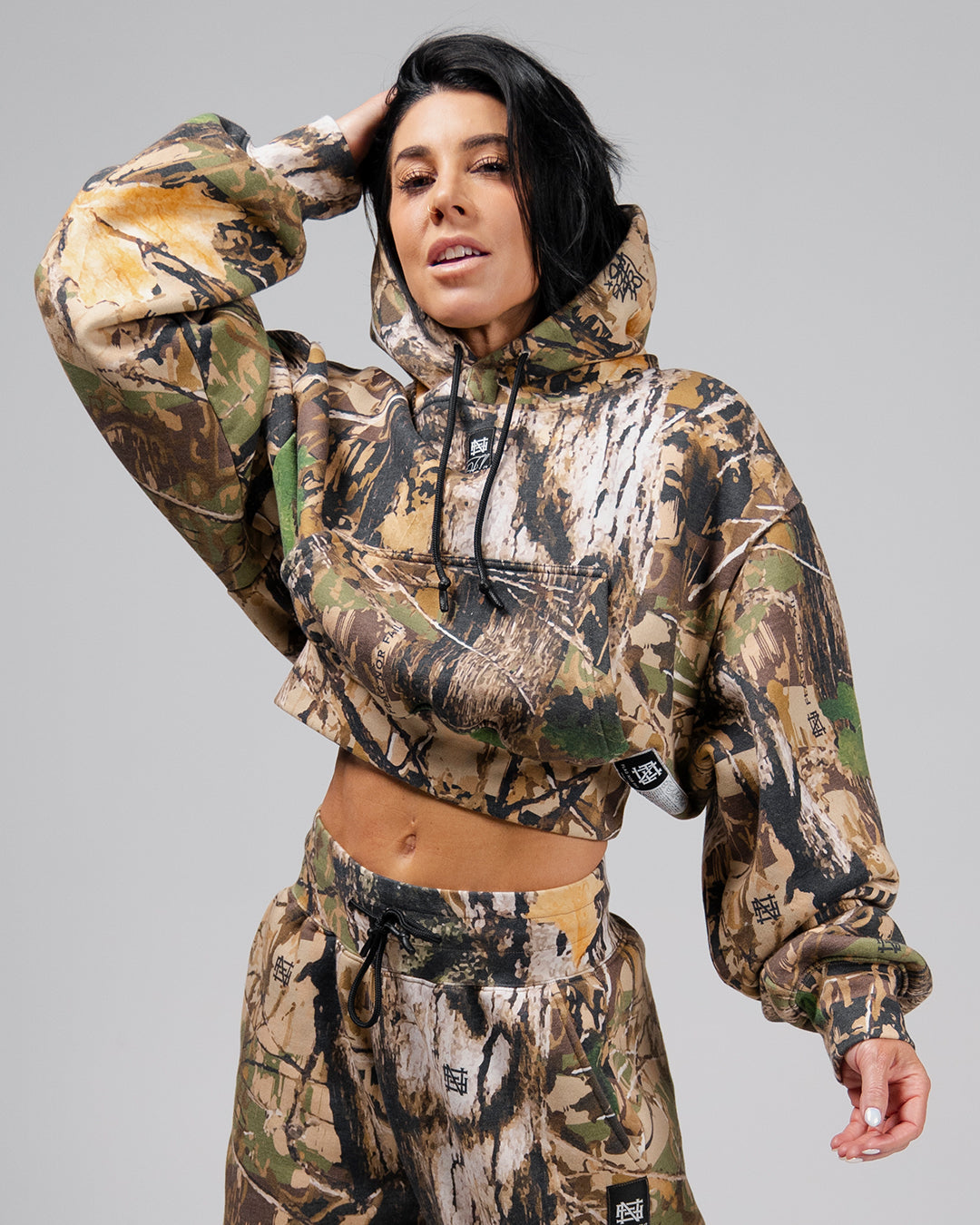 WOMENS OVERSIZED CROP HOODIE - CAMO