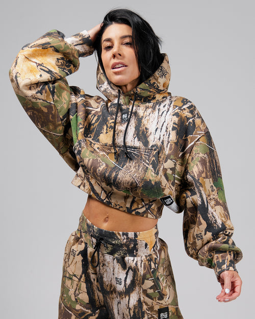 WOMENS OVERSIZED CROP HOODIE - CAMO