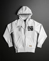 VARSITY PATCH ZIP UP - WHITE