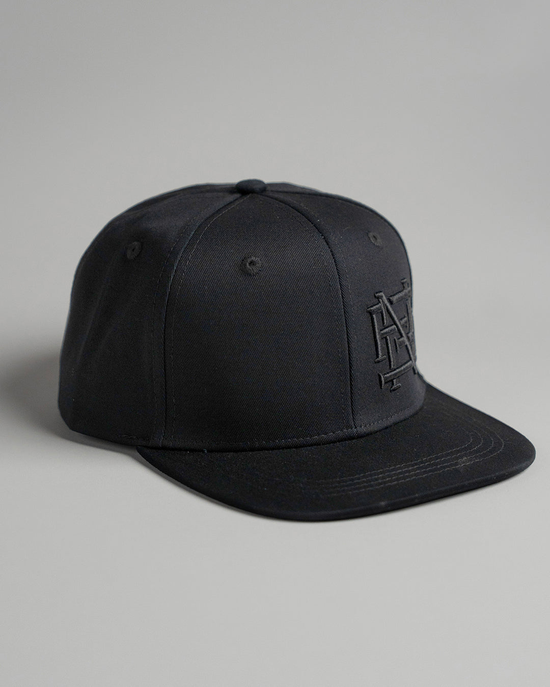 EMBROIDERED MONOGRAM HAT - BLACK/BLACK