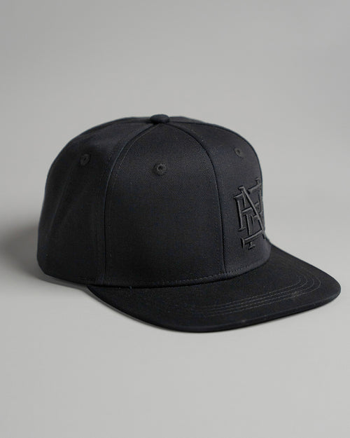 EMBROIDERED MONOGRAM HAT - BLACK/BLACK