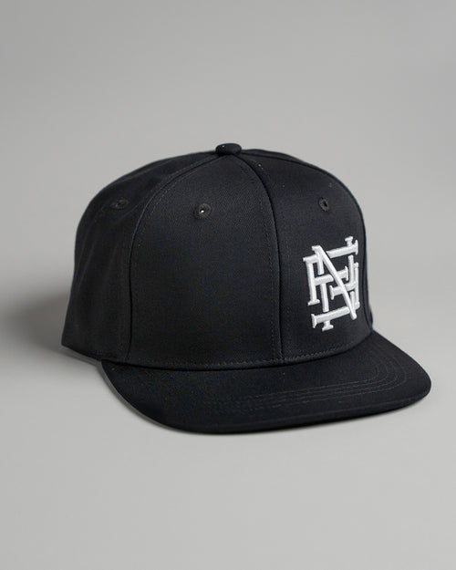 EMBROIDERED MONOGRAM HAT - WHITE/BLACK