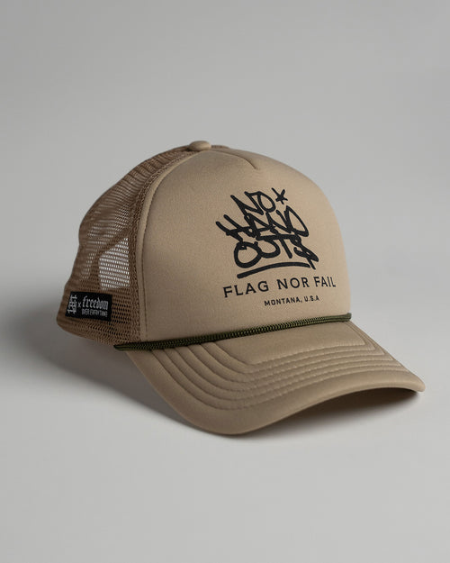NO HAND OUTS FOAM TRUCKER - TAN