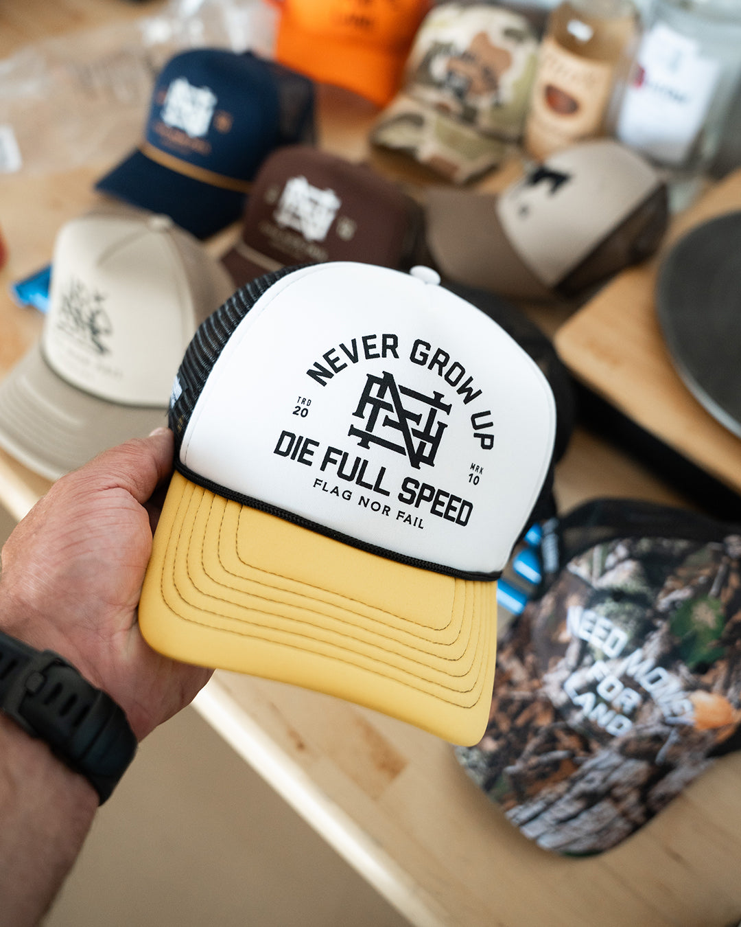 NEVER GROW UP FOAM TRUCKER - WHITE