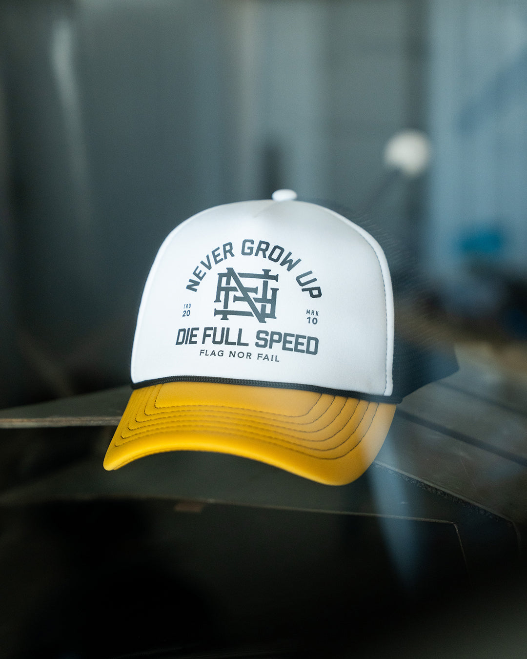 NEVER GROW UP FOAM TRUCKER - WHITE