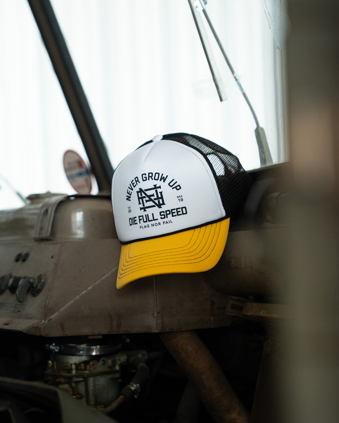 NEVER GROW UP FOAM TRUCKER - WHITE