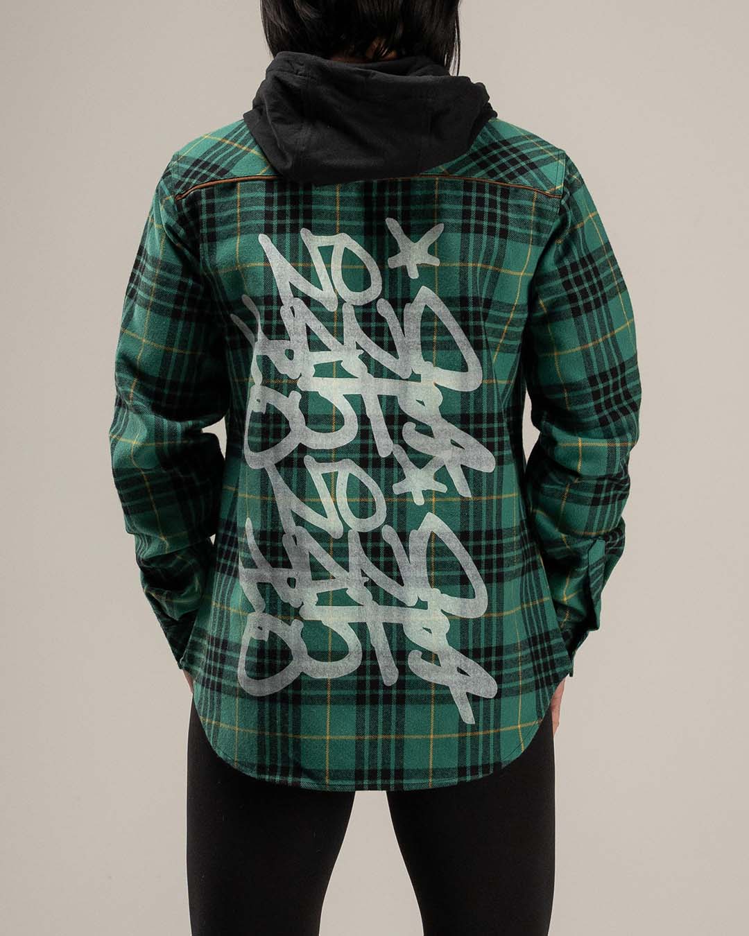 WOMEN'S HOODED NO HANDOUTS X FOREVER FLANNEL - GREEN