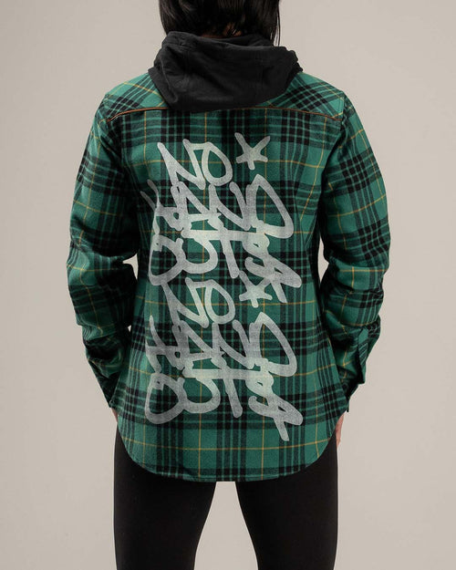 WOMEN'S HOODED NO HANDOUTS X FOREVER FLANNEL - GREEN
