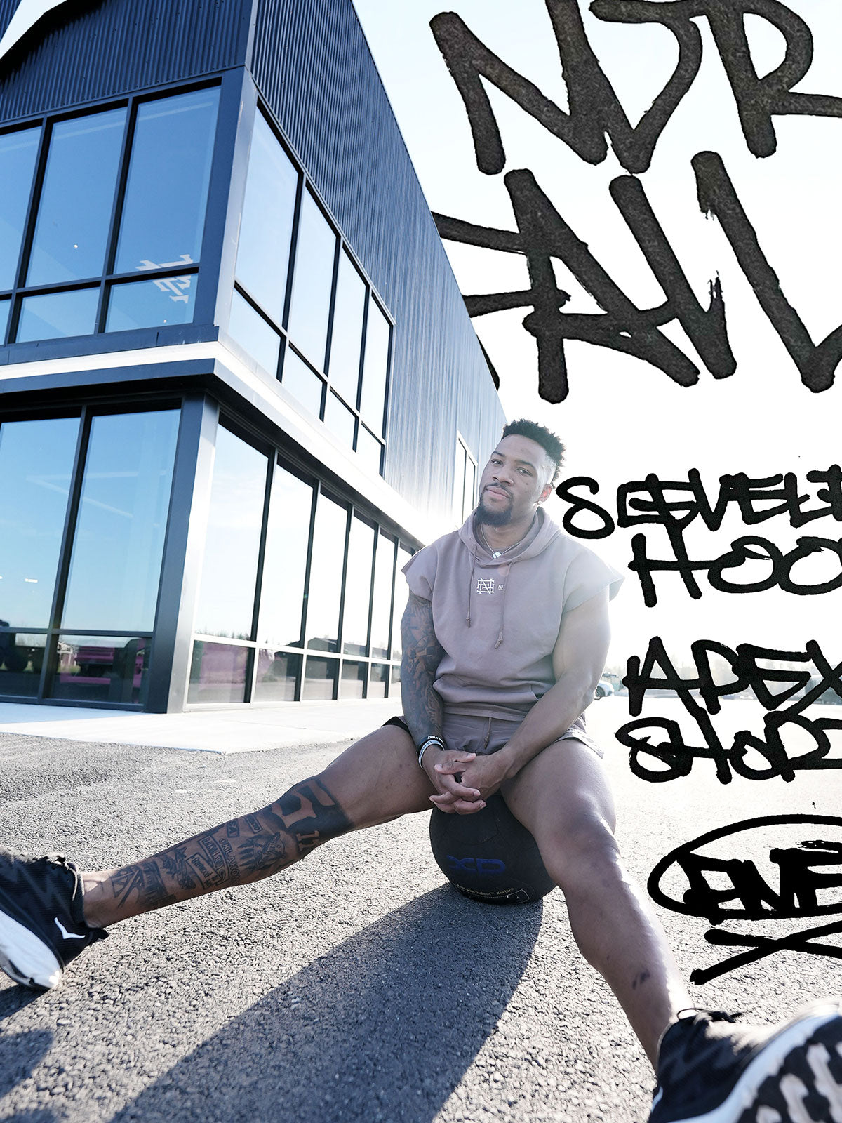 EMB SLEEVELESS HOODIE - EARTH