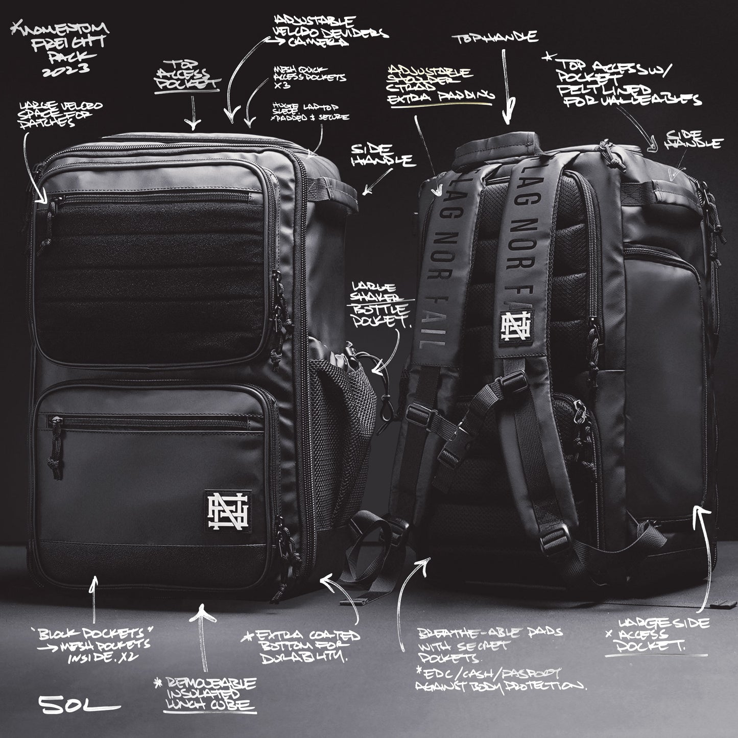 MOMENTUM FREIGHT PACK 50L - BLACK