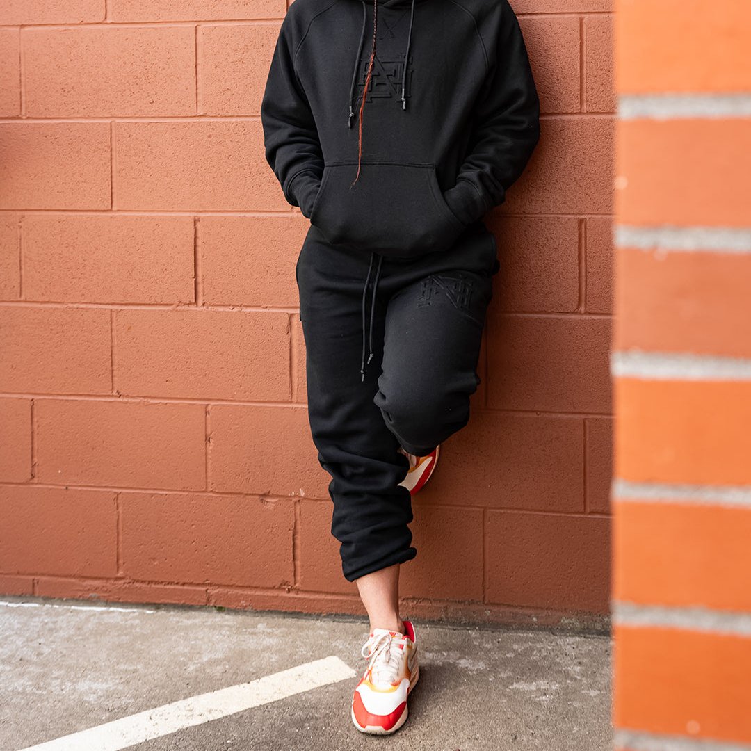 EMBOSSED CHAMP JOGGERS-BLACK