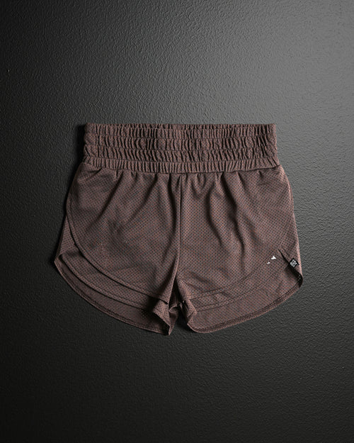 WOMENS MOMENTUM MESH SHORTS - EARTH