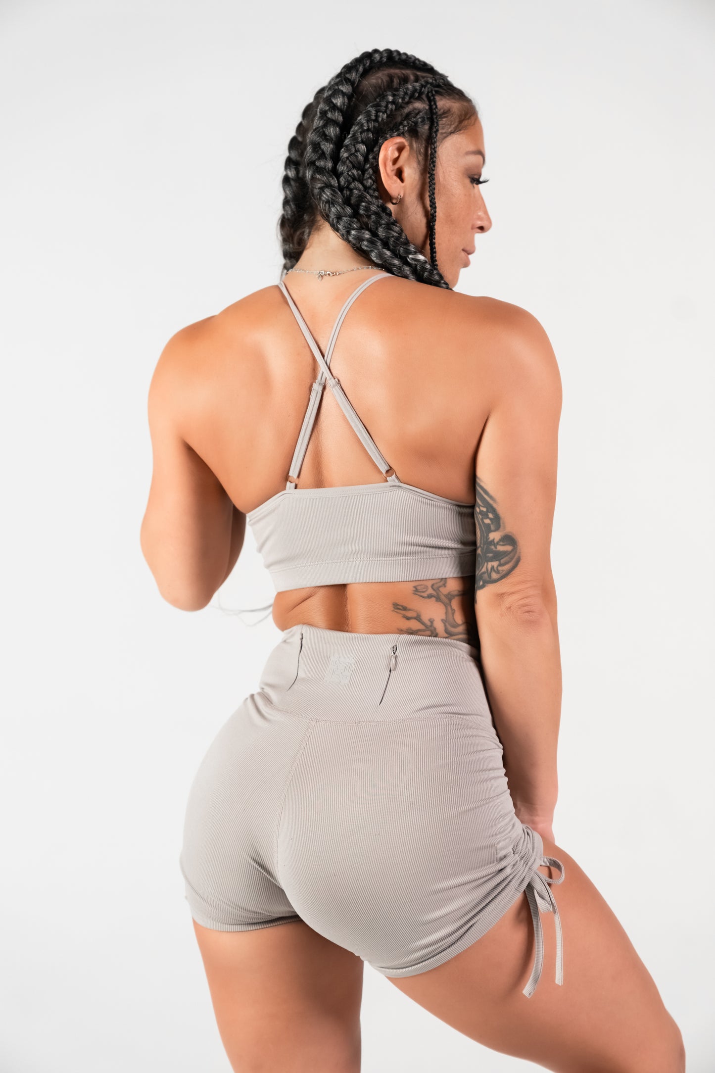 WOMENS RIBBED BRA - GREY