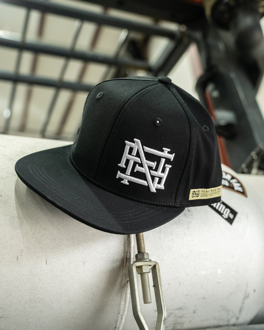 EMBROIDERED MONOGRAM HAT - WHITE/BLACK