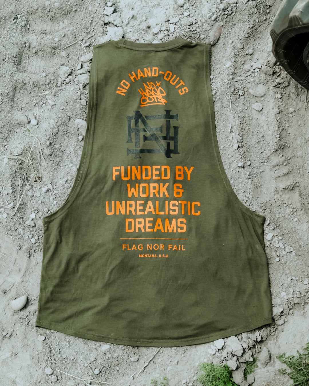 NO HANDOUTS BRO TANK - OLIVE