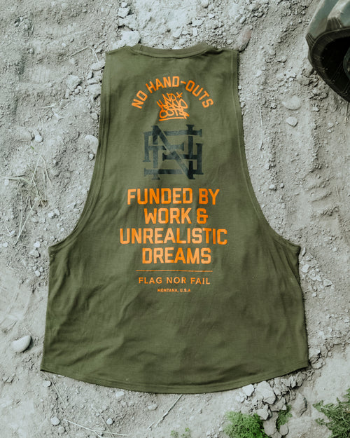 NO HANDOUTS BRO TANK - OLIVE