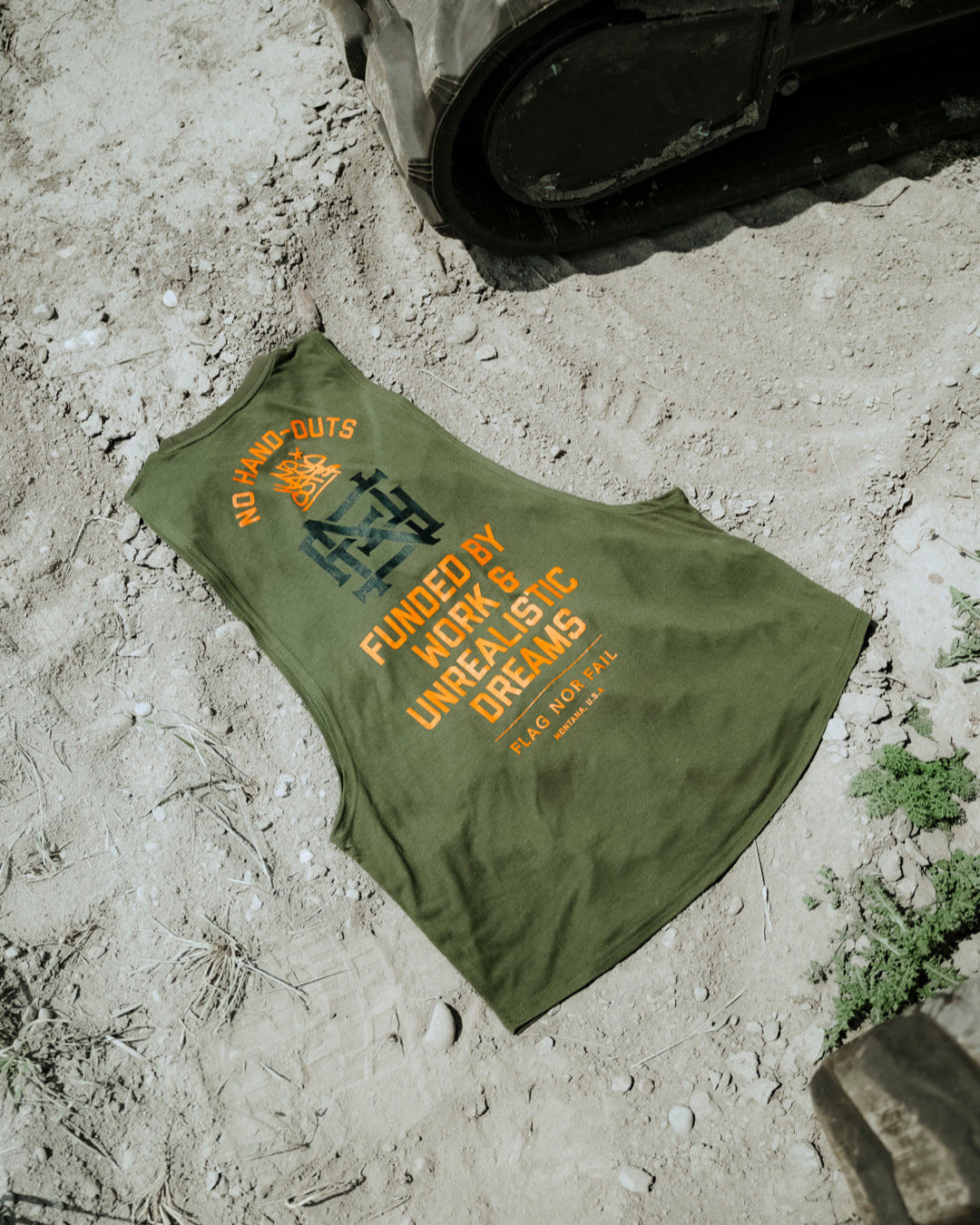 NO HANDOUTS BRO TANK - OLIVE