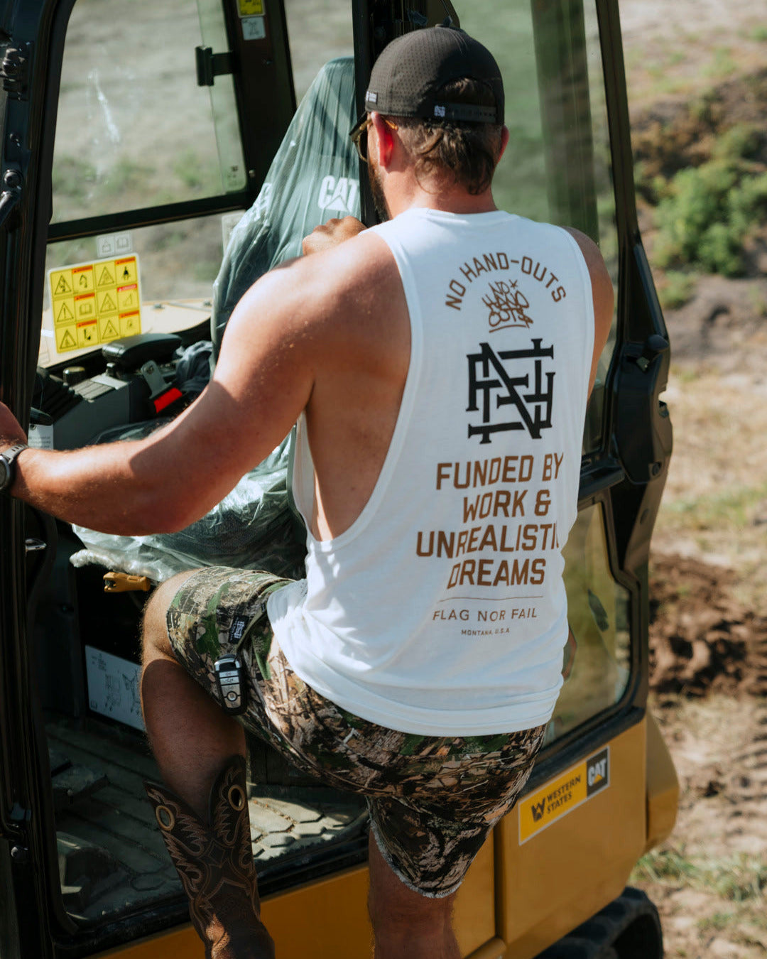 NO HANDOUTS BRO TANK - WHITE