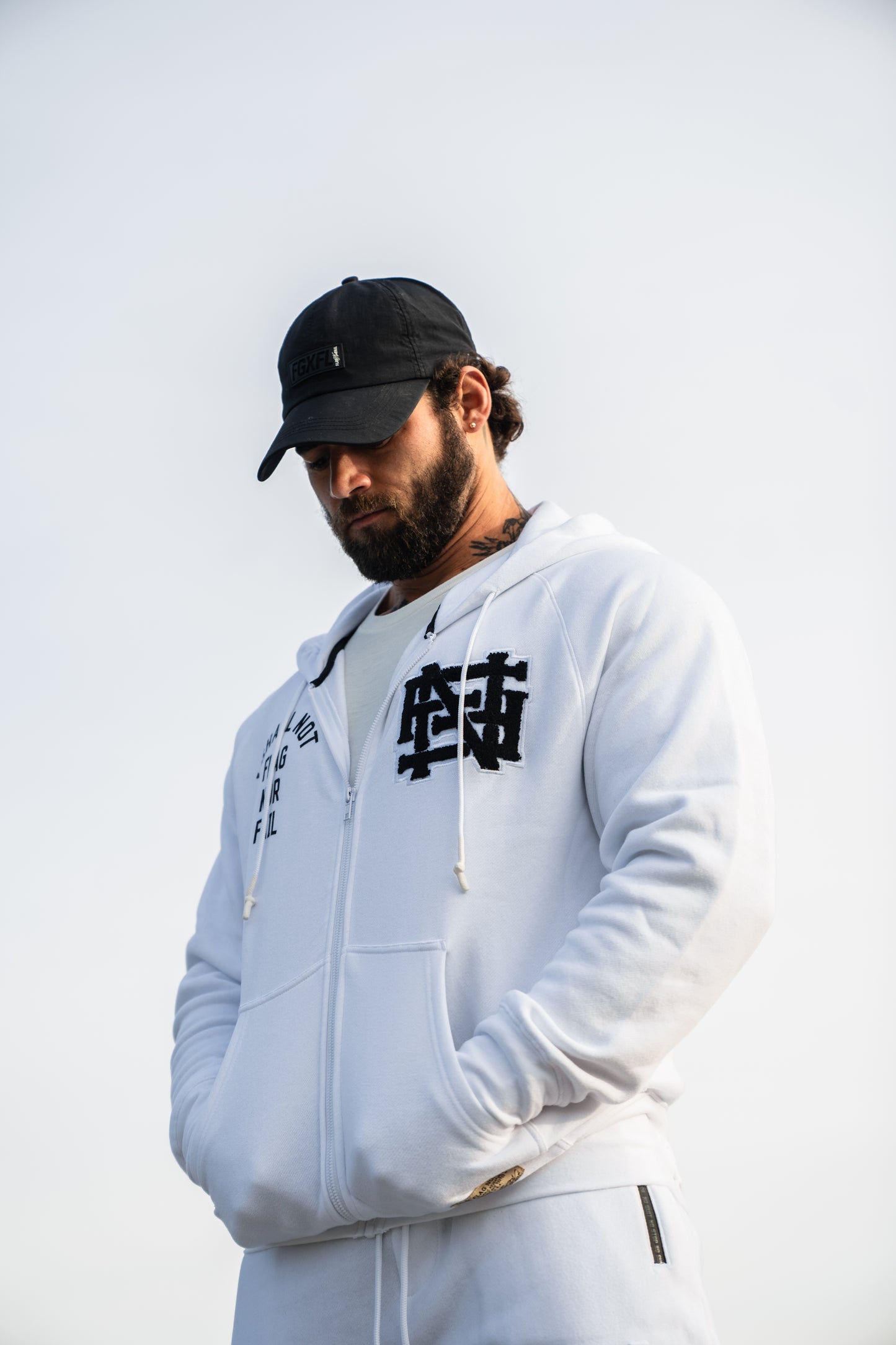 VARSITY PATCH ZIP UP + FREE TEE - WHITE