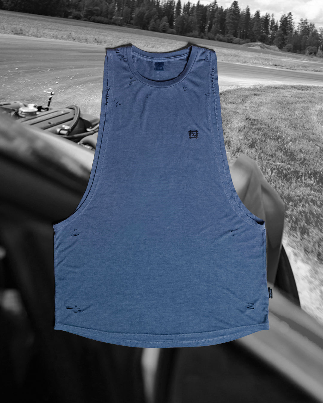 MOTO DISTRESSED BRO TANK - BLUE