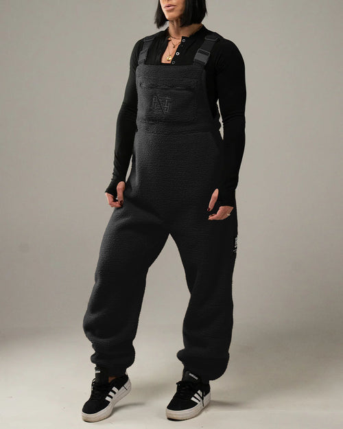 WOMENS OVERALLS - BLACK SHERPA