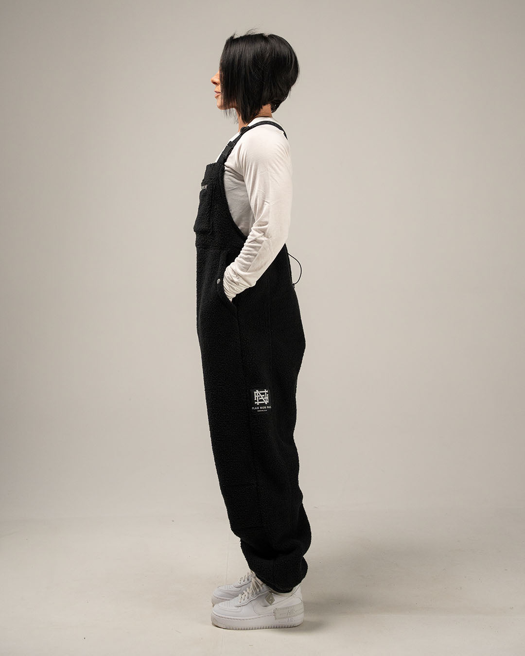 WOMENS OVERALLS - BLACK SHERPA