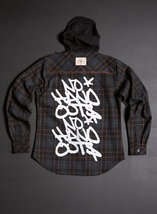 WOMEN'S HOODED NO HANDOUTS X FOREVER FLANNEL - NAVY