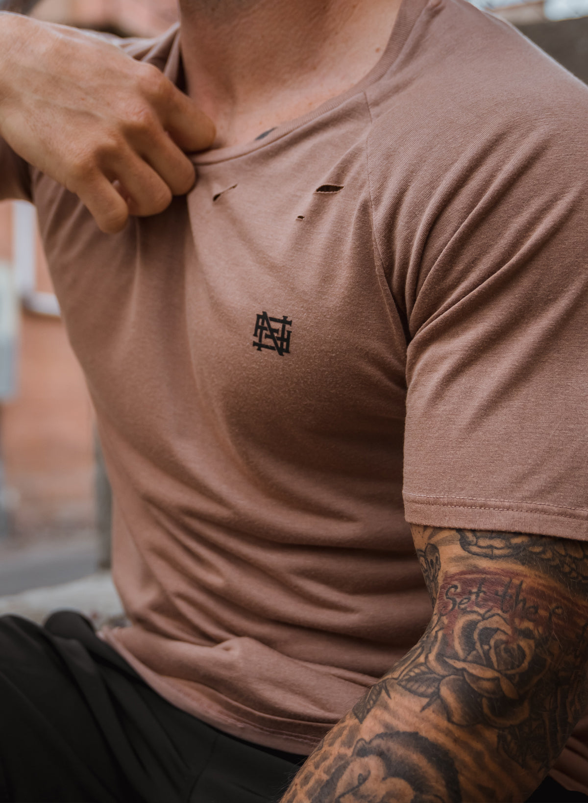 MOTO DISTRESSED TEE - CEDAR